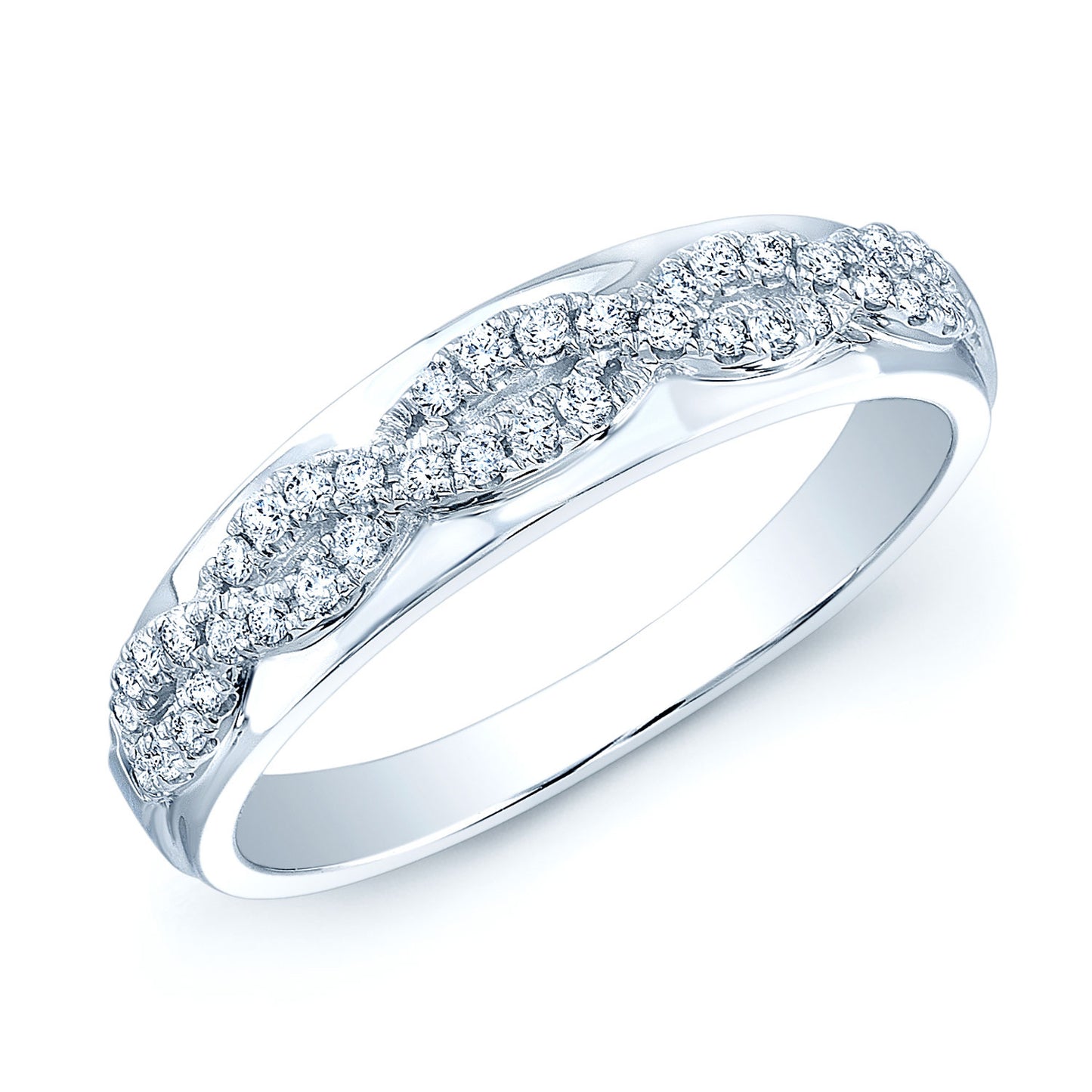 Diamond Braided Ring In 14k White Gold