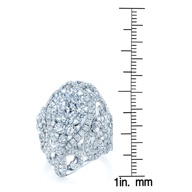 Diamond Cluster Cocktail Ring In 14k White Gold