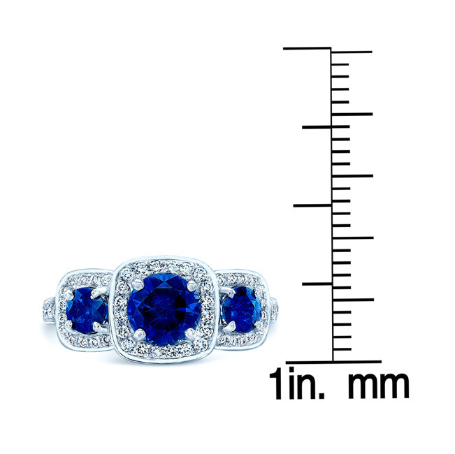 Blue Sapphire And Diamond Ring In 14k White Gold (6mm)