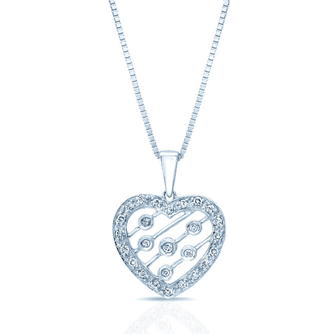 Diamond Heart Pendant In 14k White Gold