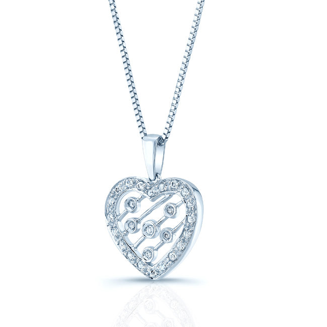 Diamond Heart Pendant In 14k White Gold