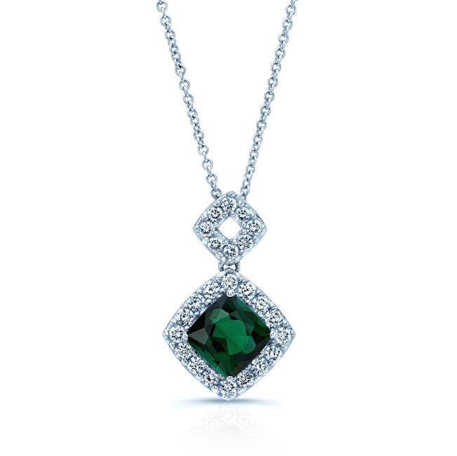 Green Tourmaline And Diamond Pave Pendant In 14k White Gold (1 Ct. Tw.)