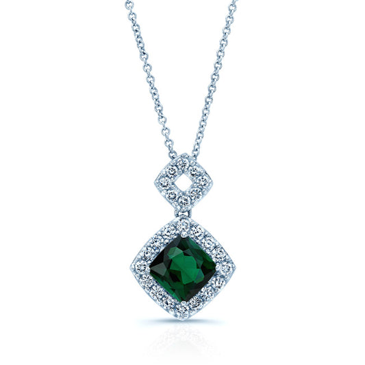 Green Tourmaline And Diamond Pave Pendant In 14k White Gold (1 Ct. Tw.)