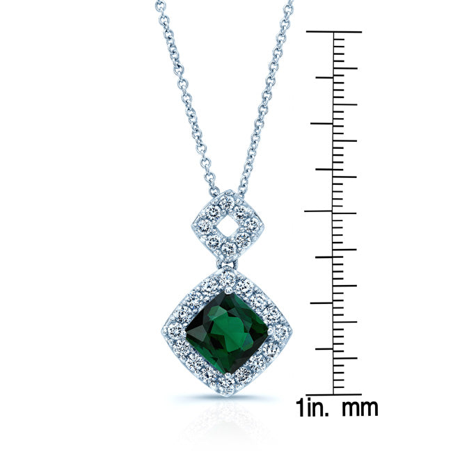 Green Tourmaline And Diamond Pave Pendant In 14k White Gold (1 Ct. Tw.)