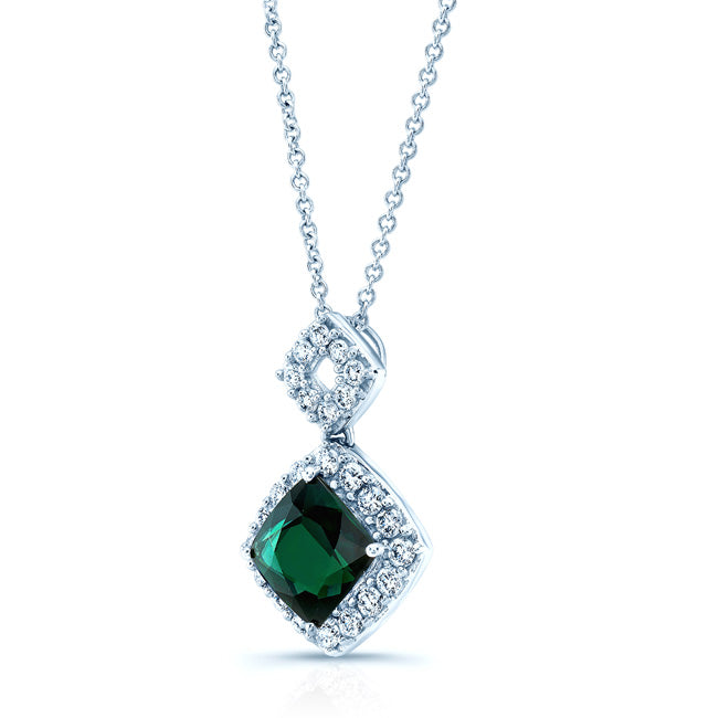 Green Tourmaline And Diamond Pave Pendant In 14k White Gold (1 Ct. Tw.)