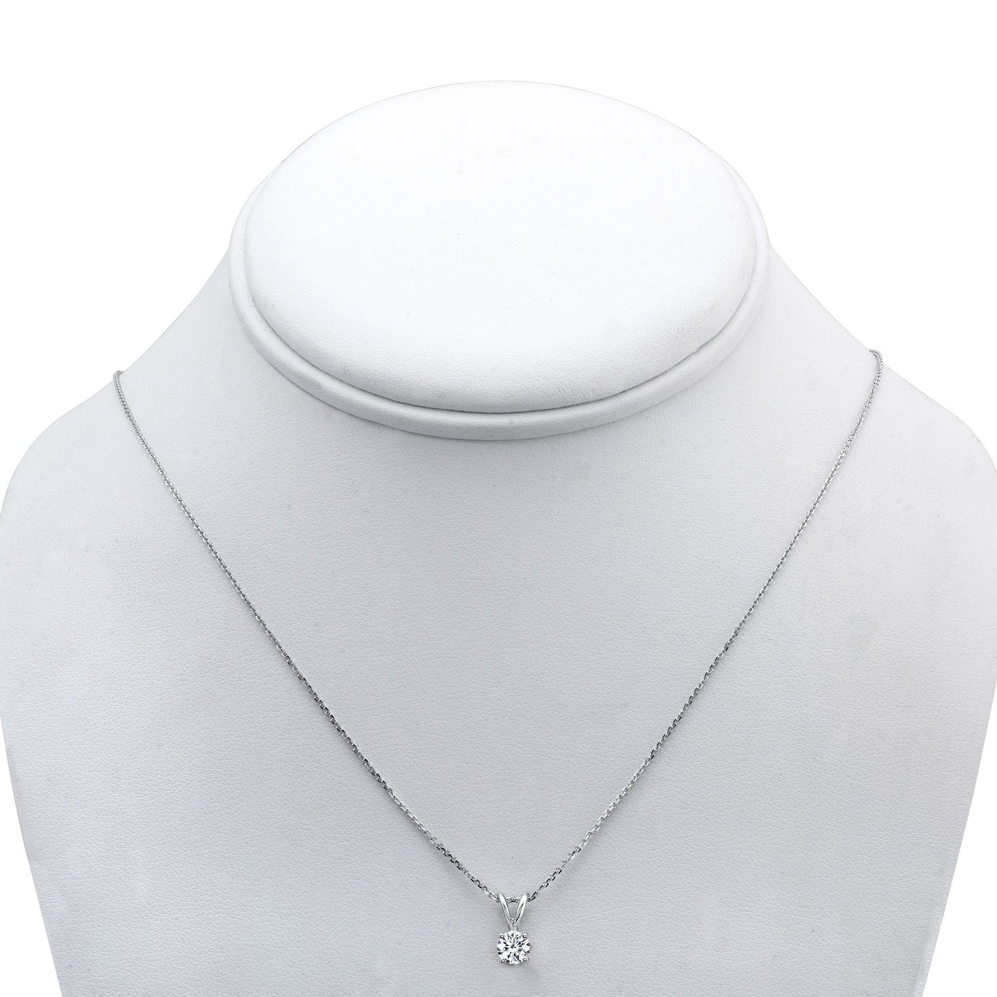 Diamond Round Solitaire Pendant In 14k White Gold 17-in Baby Curb Ch