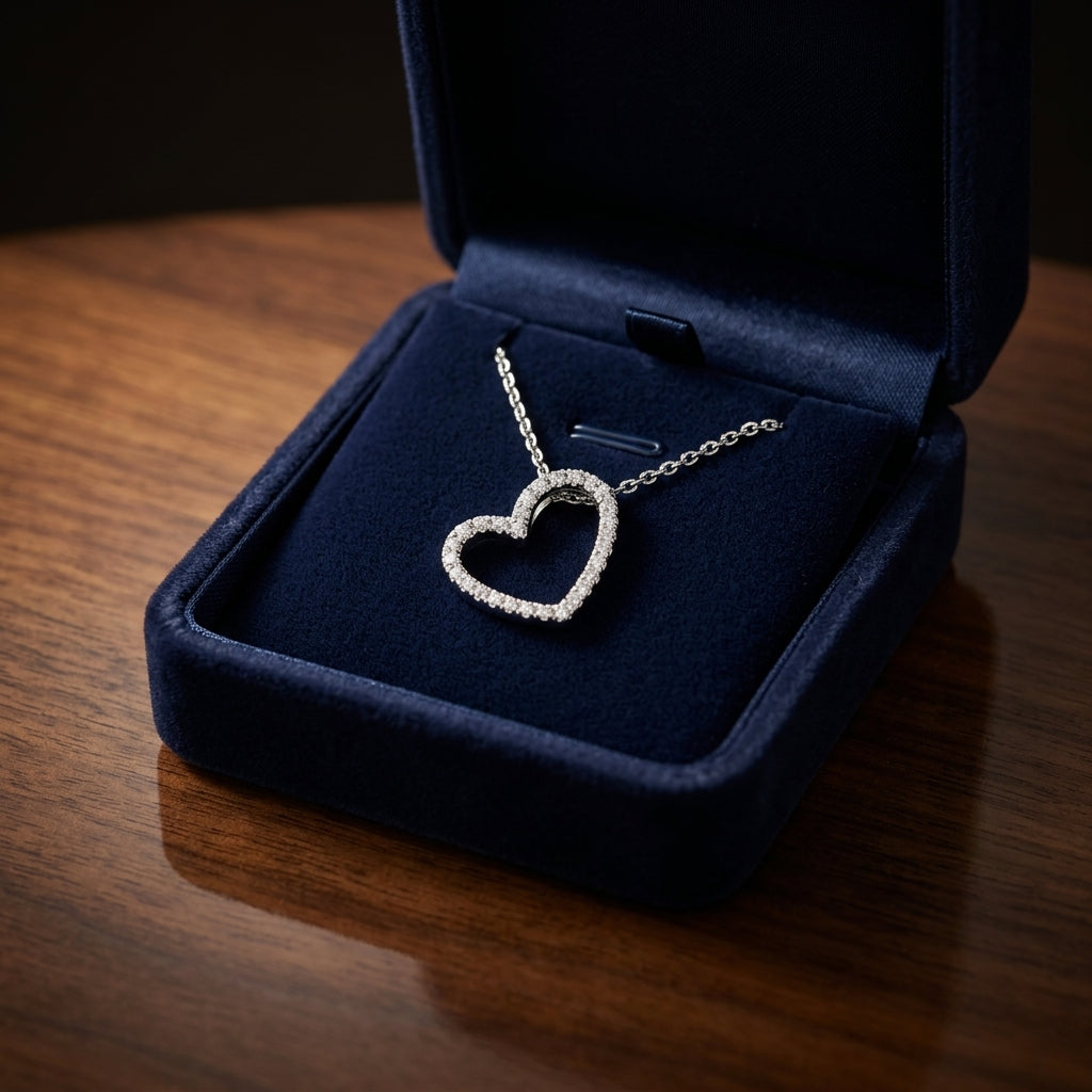 Diamond Floating Heart Pendant In 14k White Gold — gift presentation