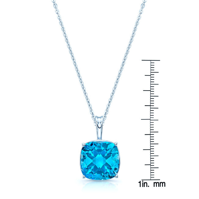 Blue Topaz Solitaire Pendant In 14k White Gold