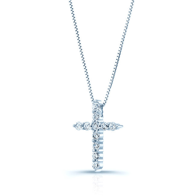 Diamond Cross In 14k White Gold (1/4 Ct. Tw.)