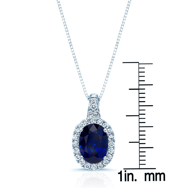 Sapphire And Diamond Pendant In 14k White Gold (1/5 Ct.tw.)