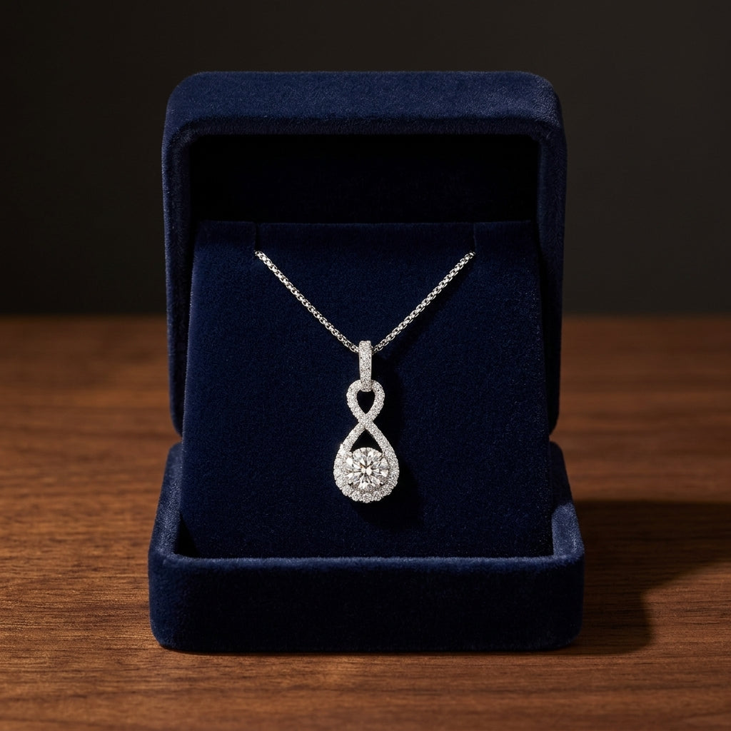 Diamond Infinity Pendant In 14k White Gold — gift presentation