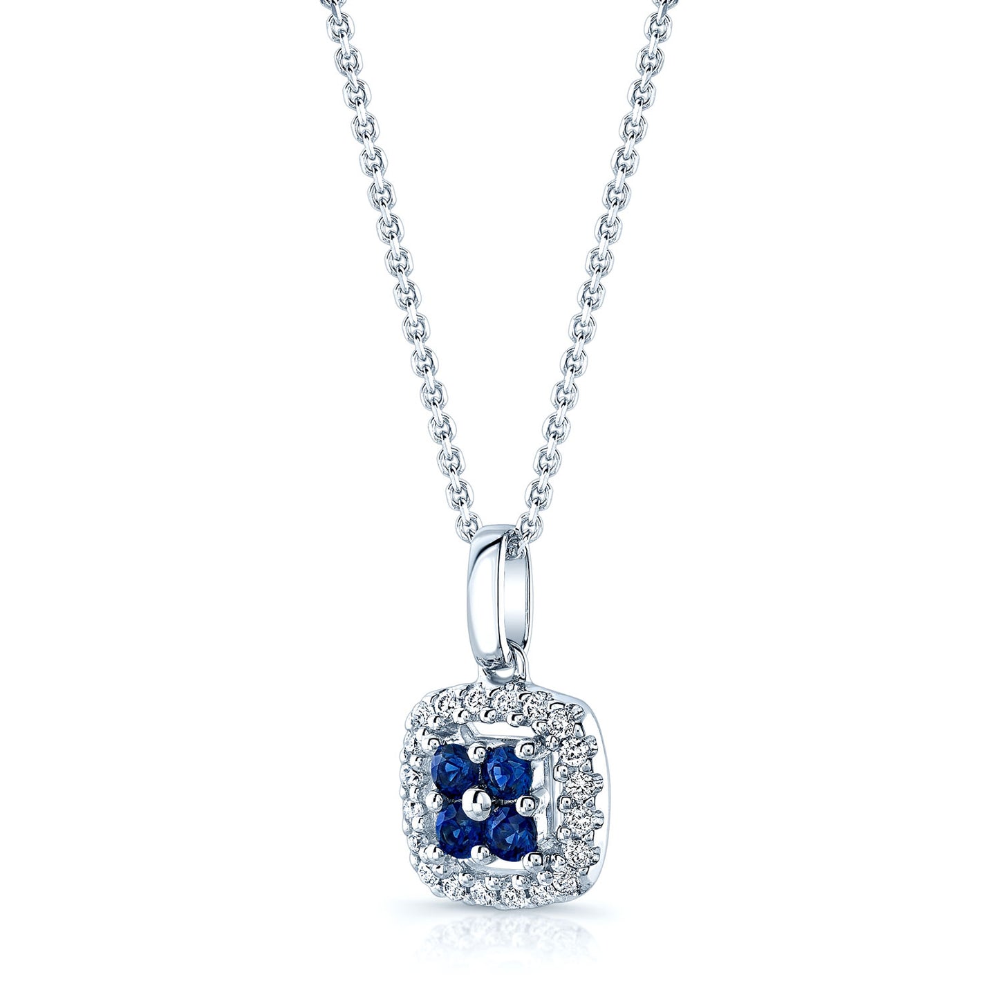 Sapphire And Diamond Floral Pendant In 14k White Gold
