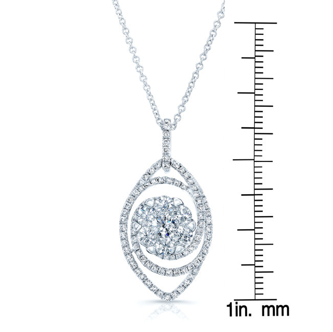 Diamond Marquise Swirl Pendant In 14k White Gold 2.25ctw