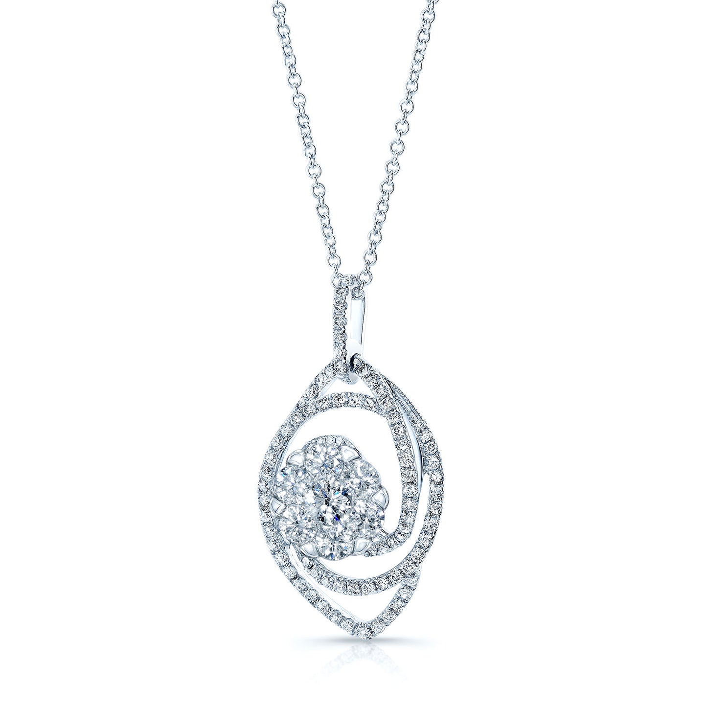 Diamond Marquise Swirl Pendant In 14k White Gold 1.40ctw
