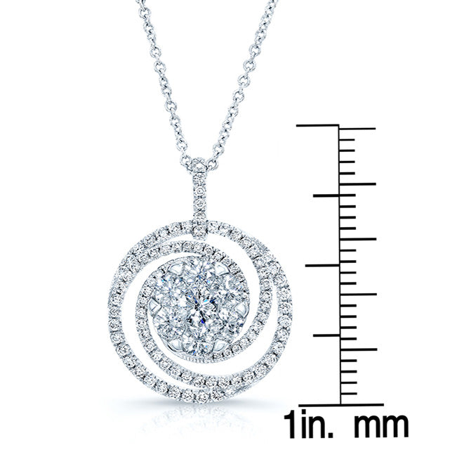Diamond Circle Swirl Pendant In 14k White Gold 1.30ctw