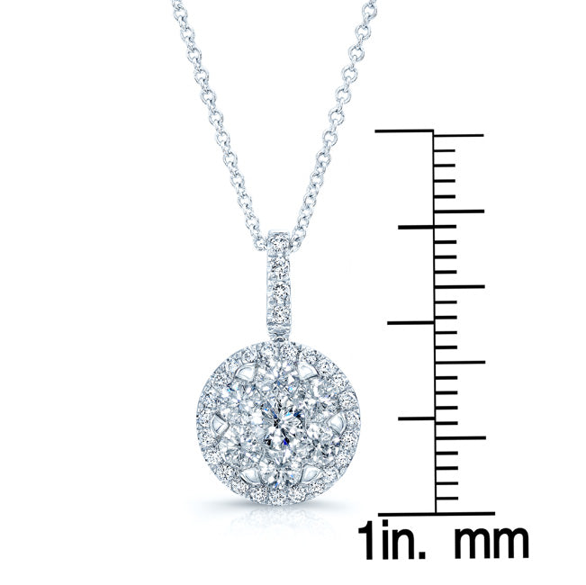 Diamond Pave Halo Pendant In 14k White Gold 1.10ctw