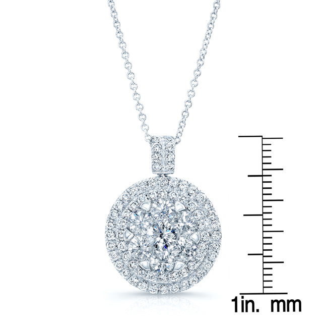 Diamond Cluster Shield Pendant In 14k White Gold 2.25ctw
