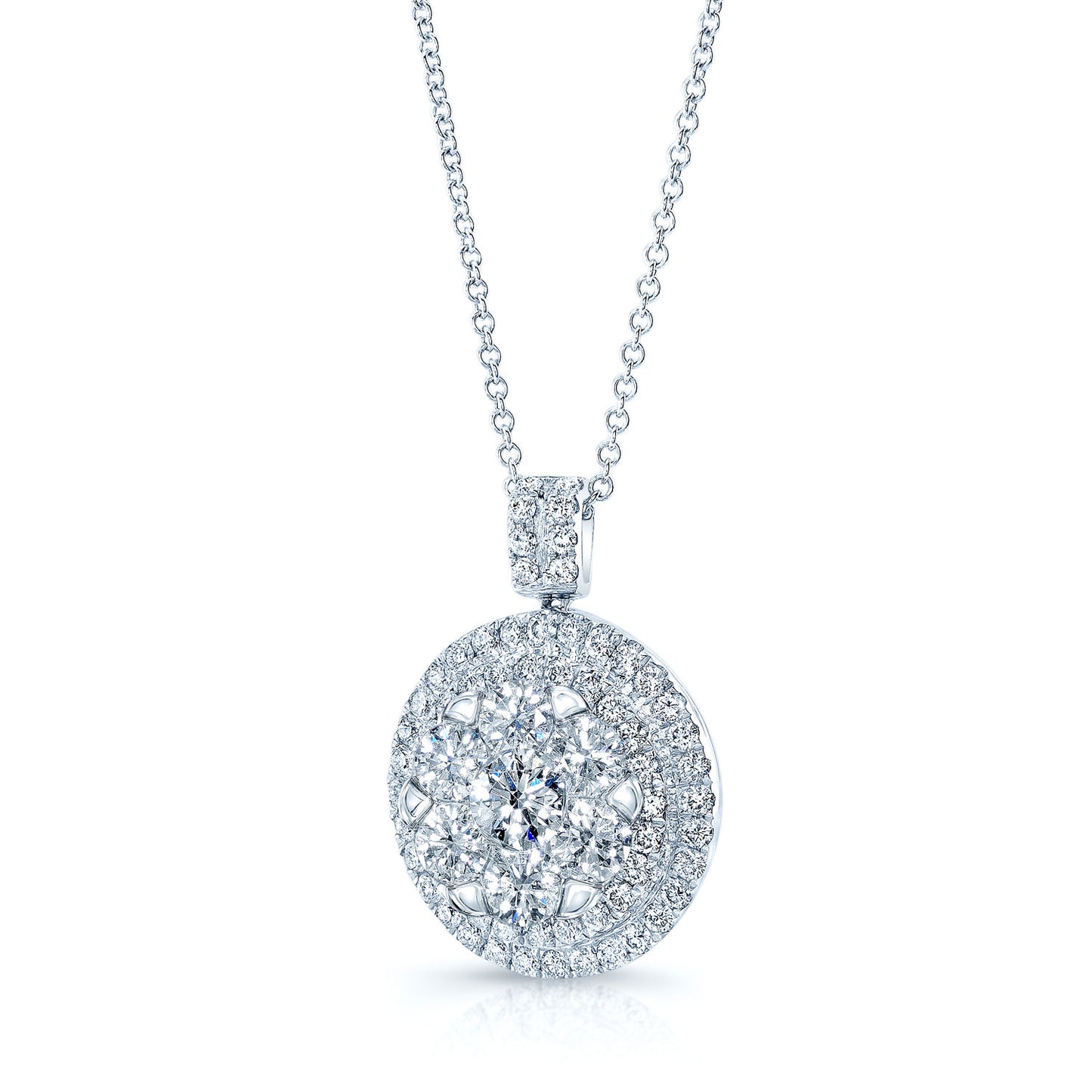 Diamond Cluster Shield Pendant In 14k White Gold 2.25ctw