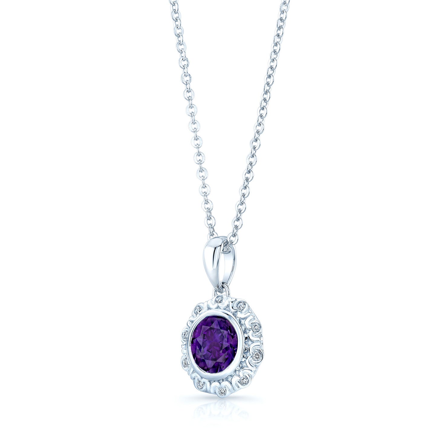14kw Gold Amethyst & Diamond Pendant