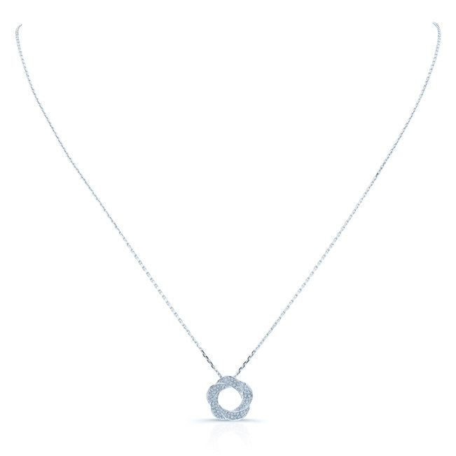 Diamond Wreath Pendant In 14k White Gold 18 In Curb Chain