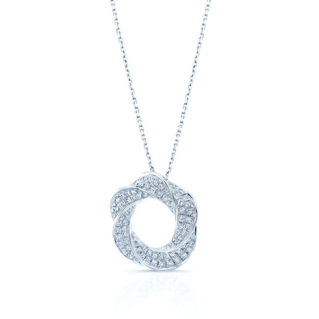Diamond Wreath Pendant In 14k White Gold 18 In Curb Chain