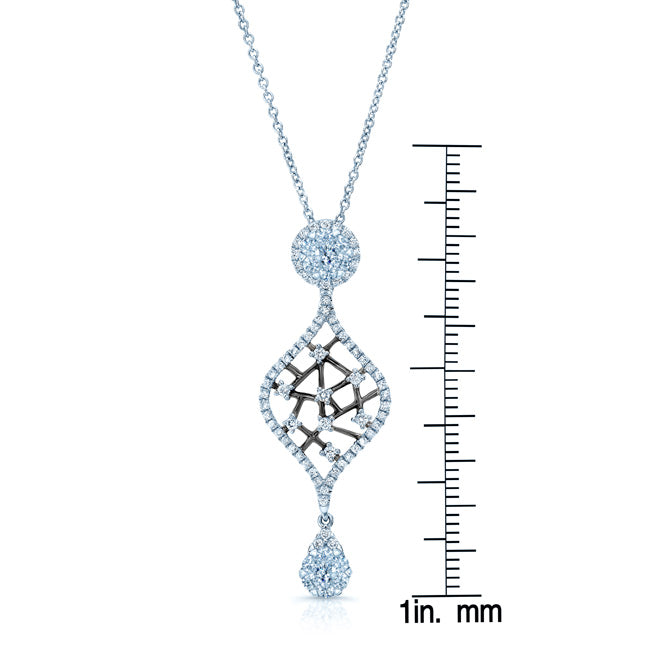 Diamond Open Weave Drop Pendant With Black Rhodium In 14k White Gold (si)