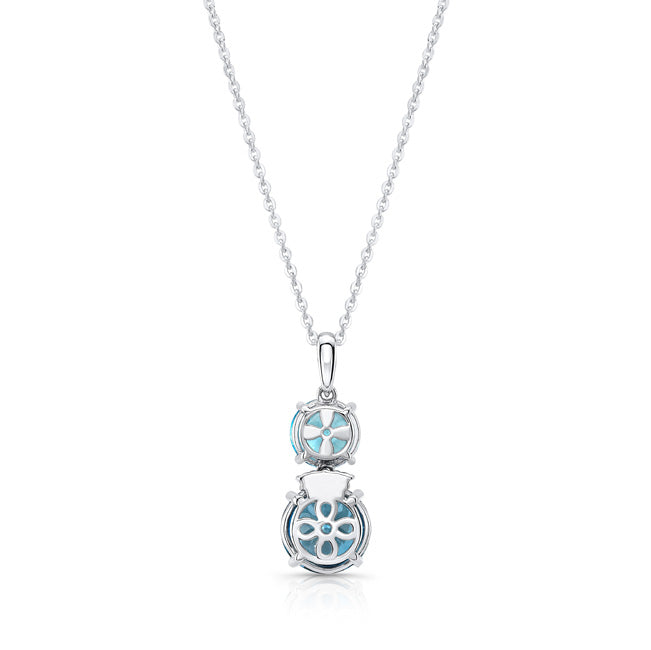 Blue Topaz And Diamond Pendant In 14k White Gold