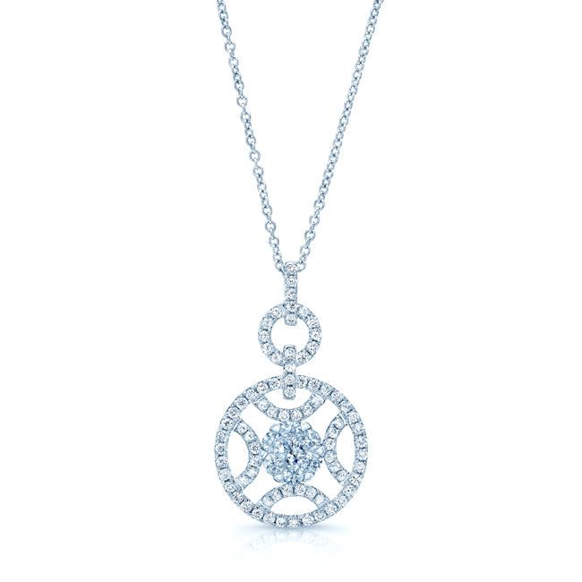 Diamond Circle And Arc Pendant In 14k White Gold