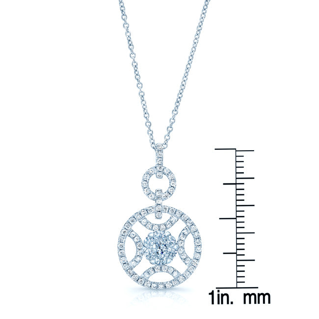 Diamond Circle And Arc Pendant In 14k White Gold