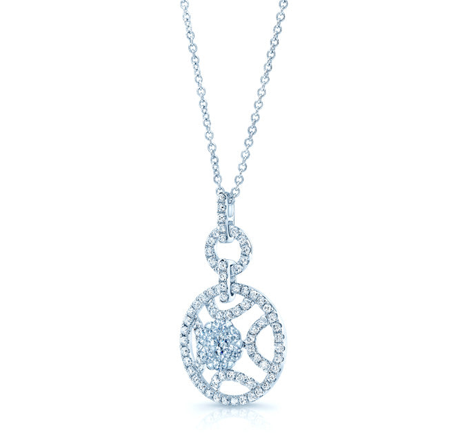 Diamond Circle And Arc Pendant In 14k White Gold