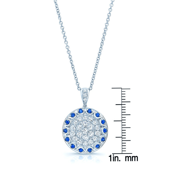 Sapphire And Diamond Antique Pendant In 14k White Gold