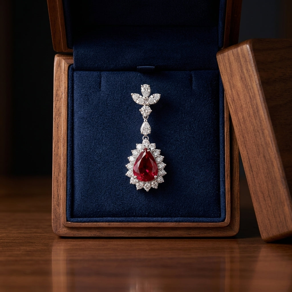Rubellite And Diamond Teardrop Dangle Earrings In 14k White Gold (3.49 Ctw) — gift presentation