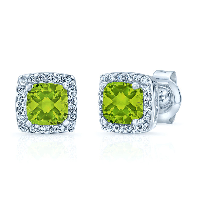 14kw Peridot & Diamond Earring