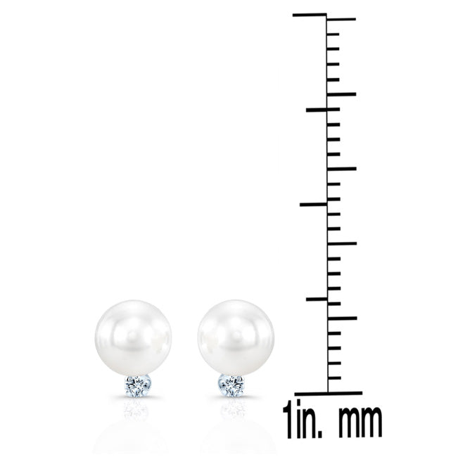 Akoya Pearl & Diamond Earrings In 14k White Gold