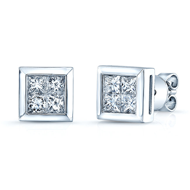 Princess Cut Diamond Earrings In 14k White Gold (1/4 Ct.tw.)