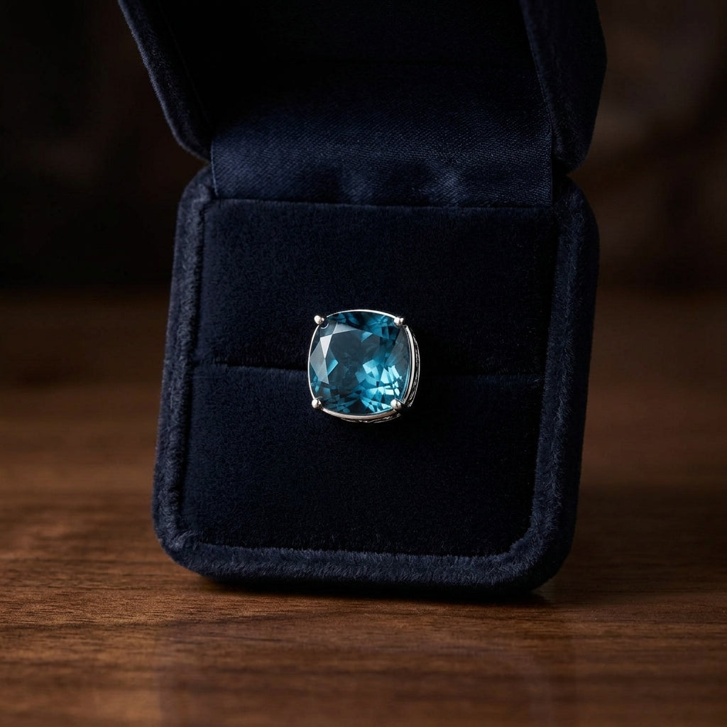 London Blue Topaz Gold Earrings In 14k White Gold (8mm) — gift presentation