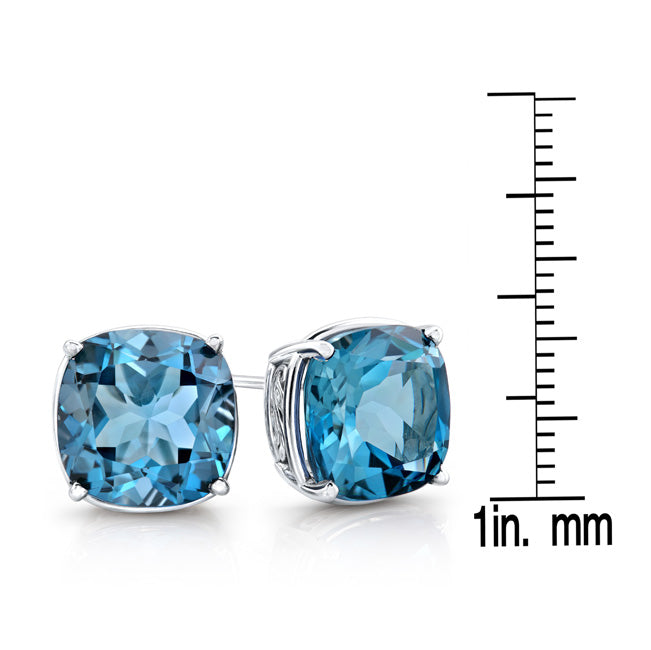 London Blue Topaz Gold Earrings In 14k White Gold (8mm)