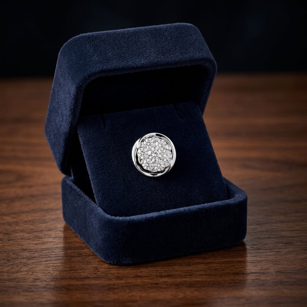 Diamond Stud High Polish Halo Earring In 14k White Gold — gift presentation