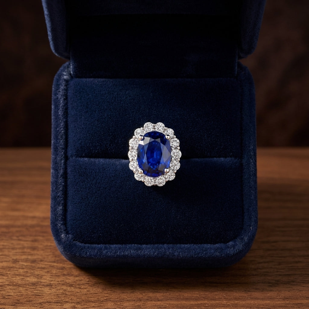 Sapphire Oval And Diamond Earrings In 14k White Gold (1/2 Tw. Tw.) — gift presentation