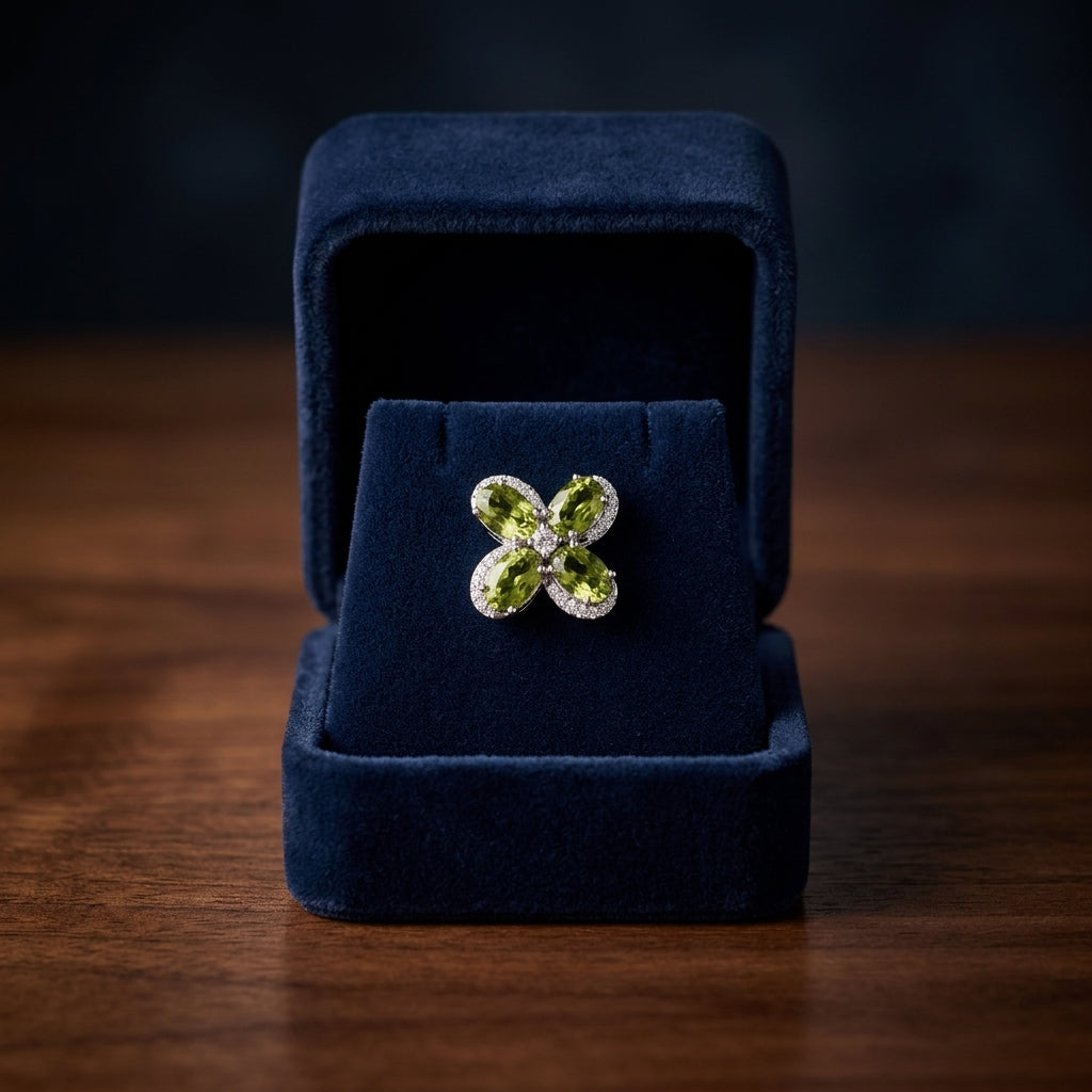 Peridot And Diamond Earrings In 14k White Gold — gift presentation