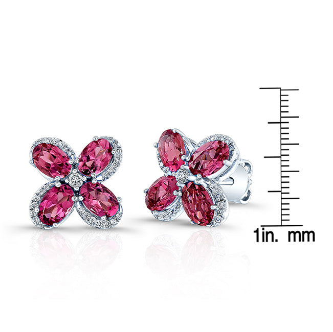 Pink Tourmaline And Diamond Earrings In 14k White Gold