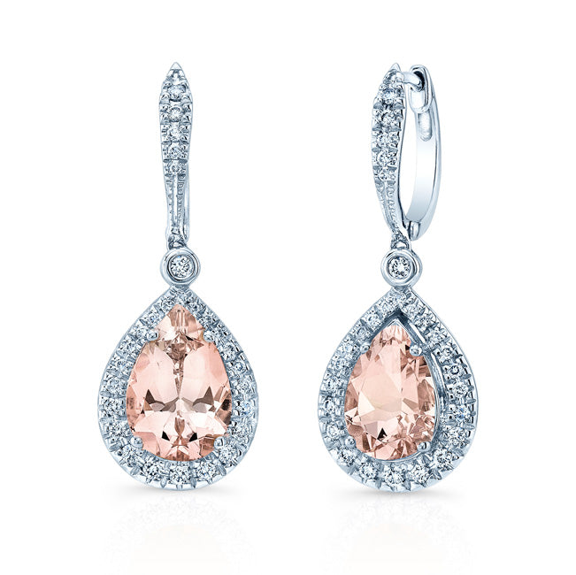 Morganite And Diamond Earrings In 14k White Gold (1/3 Ct. Tw.)