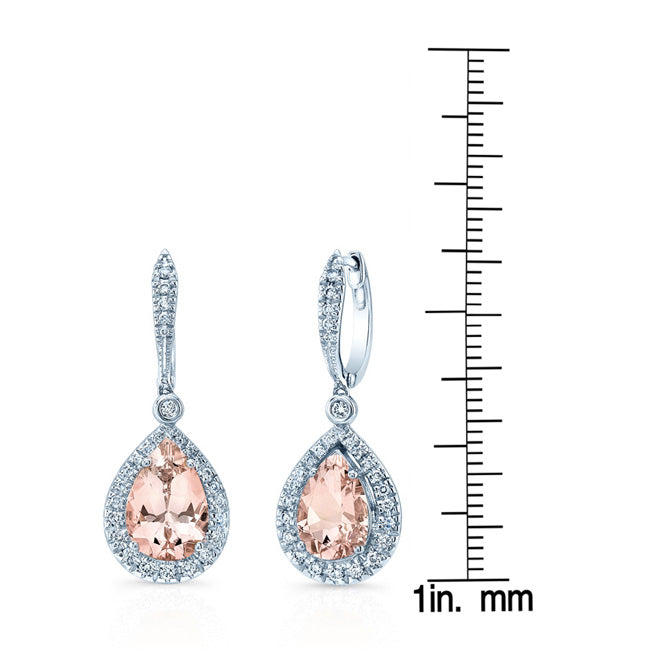 Morganite And Diamond Earrings In 14k White Gold (1/3 Ct. Tw.)