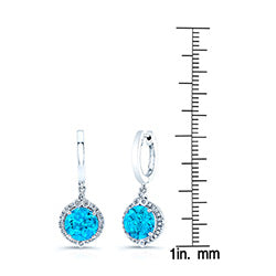 Blue Topaz And Diamond Earrings In 14k White Gold
