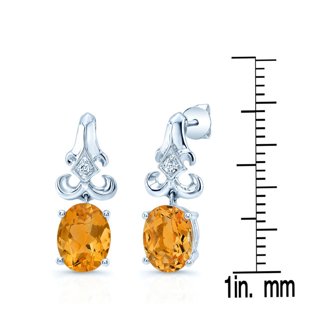 14kw Gold Citrine & Diamond Drop Earrings