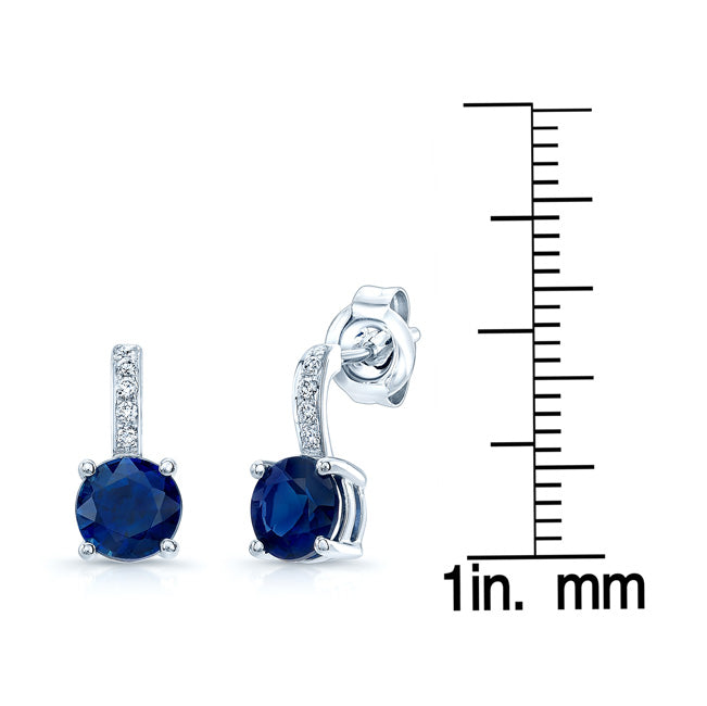 Sapphire And Diamond Earrings In 14k White Gold