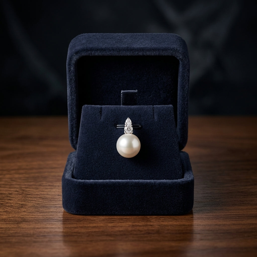 Pearl And Diamond Drop Earrings In 14k White Gold (1/8ctw) — gift presentation