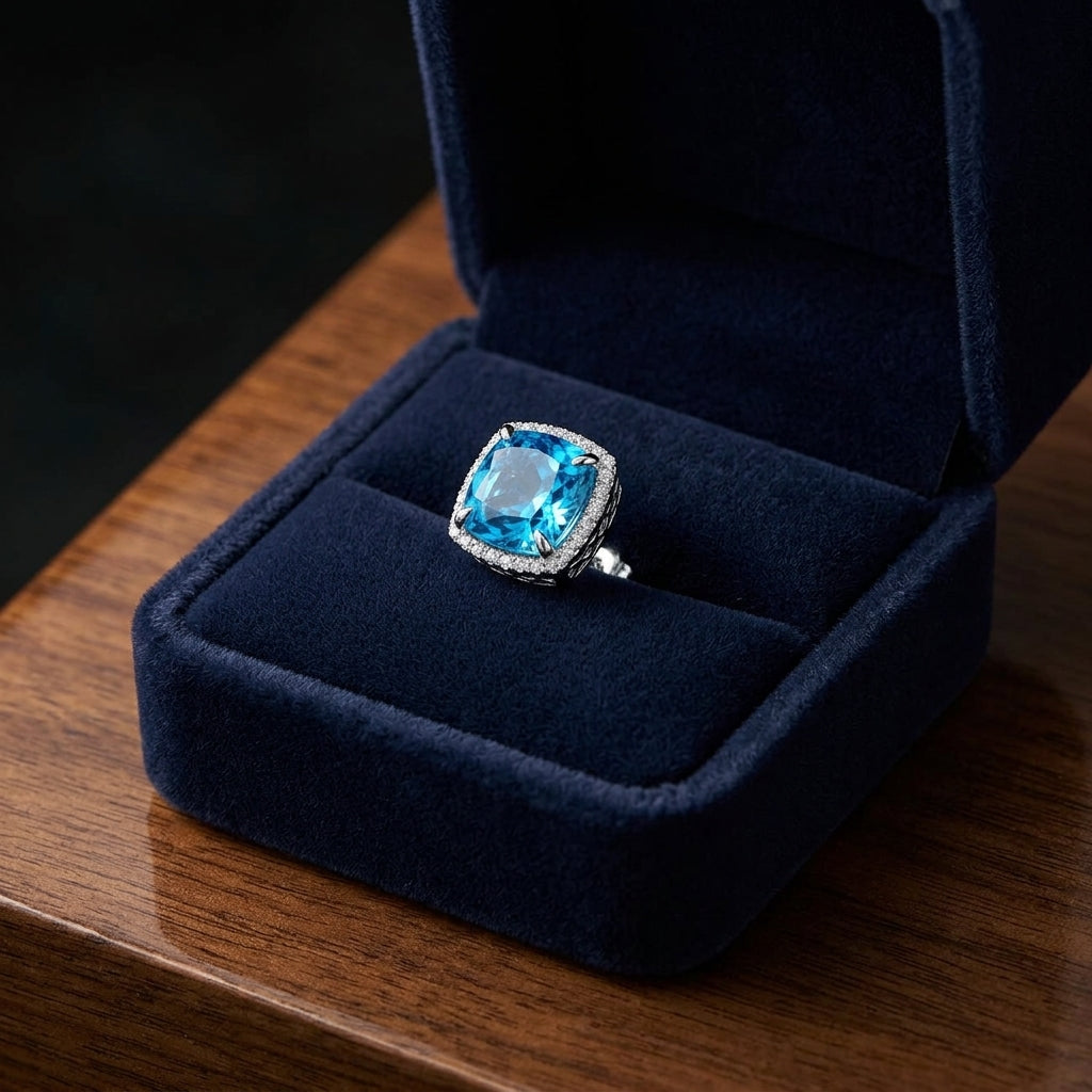 Swiss Blue Topaz & Diamond Earrings In 14k White Gold — gift presentation