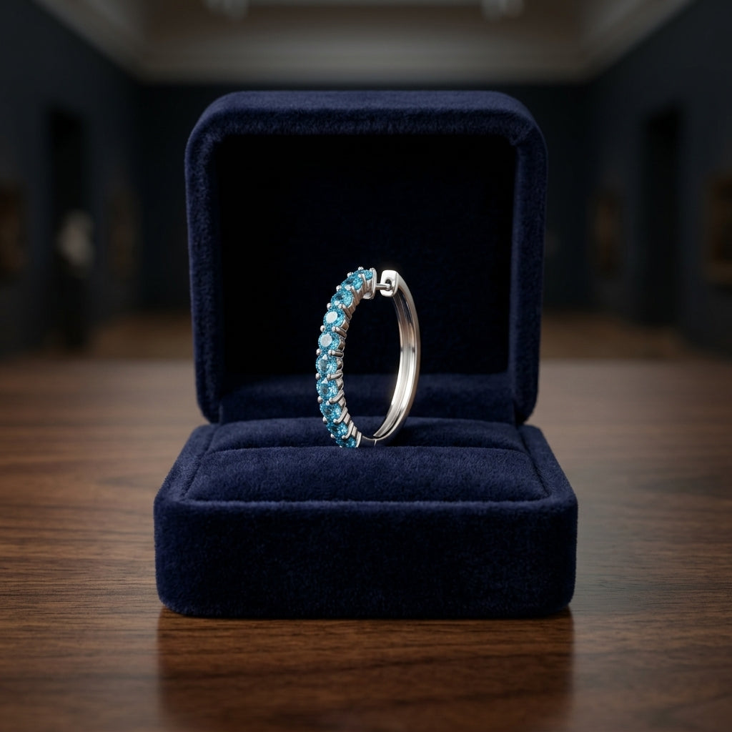 14K Gold 2.40ctw Blue Topaz Hoop Earrings in 14K White Gold - presentation
