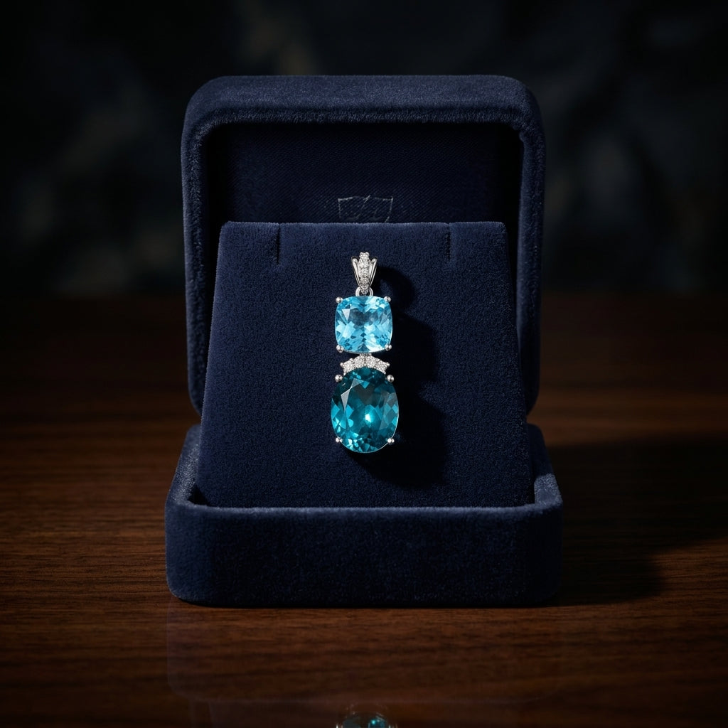 London Blue And Swiss Blue Topaz With Diamond Earrings In 14k White Gold — gift presentation
